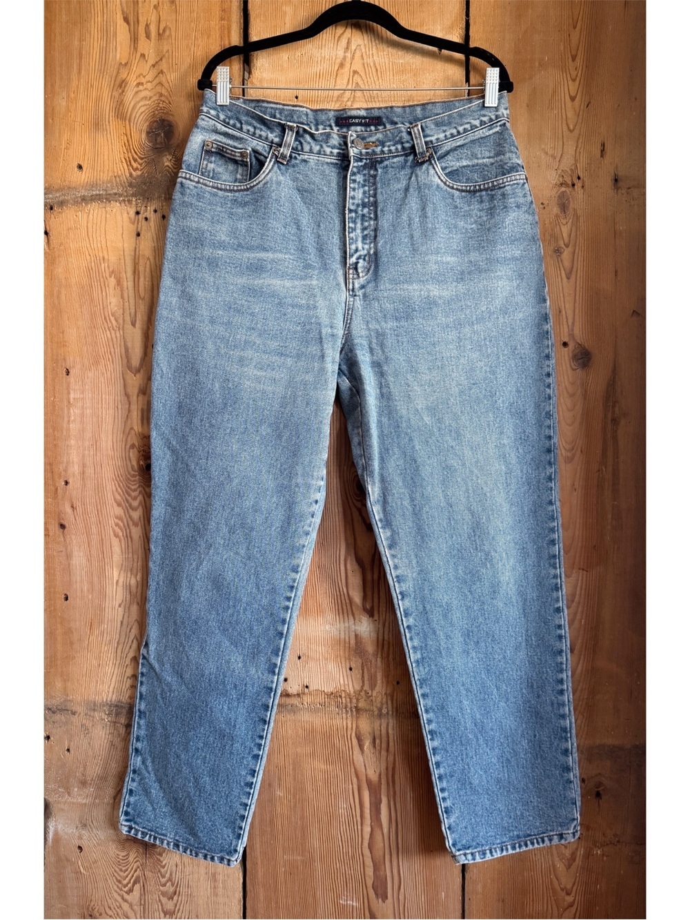 Sz 14P Vtg Bill Blass 100% Cotton High Rise Medium Wash Tapered Mom Jean EUC